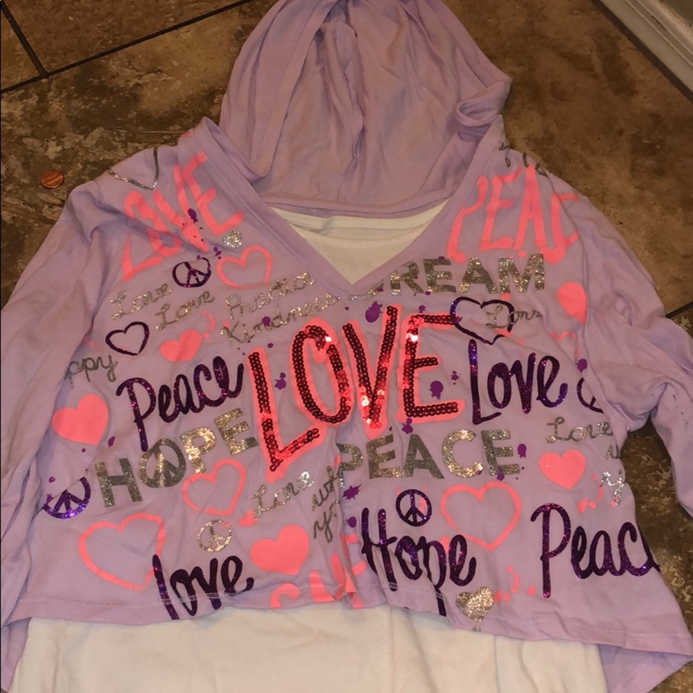 Justice long sleeve with a hood shirt